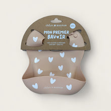 Bavoir bébé silicone coeurs - Nougat