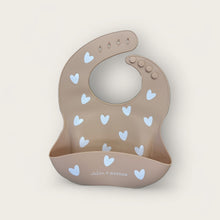 Bavoir bébé silicone coeurs - Nougat