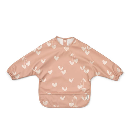 bavoir à manches rose coeurs liewood