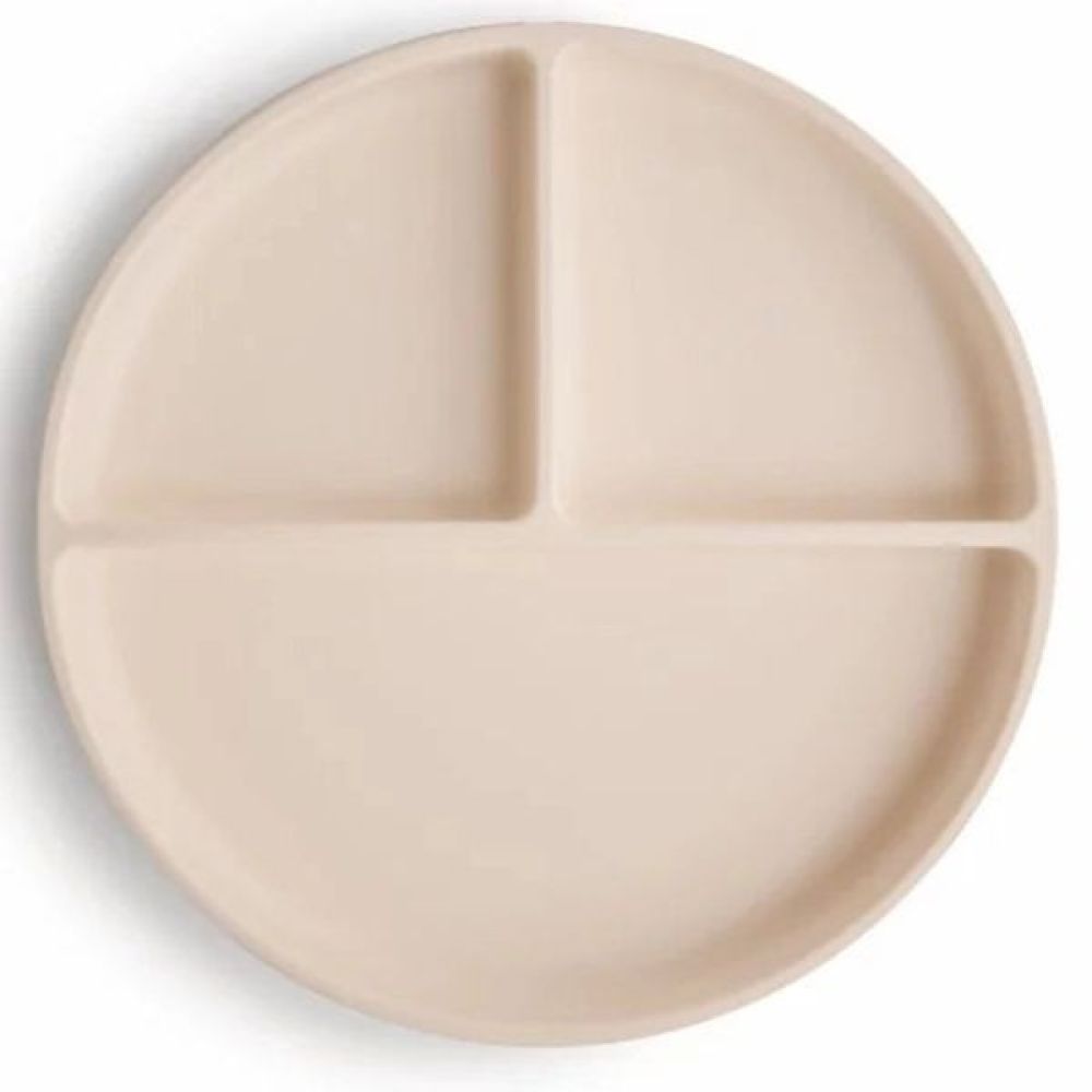 Assiette à compartiments à ventouse Mushie en silicone