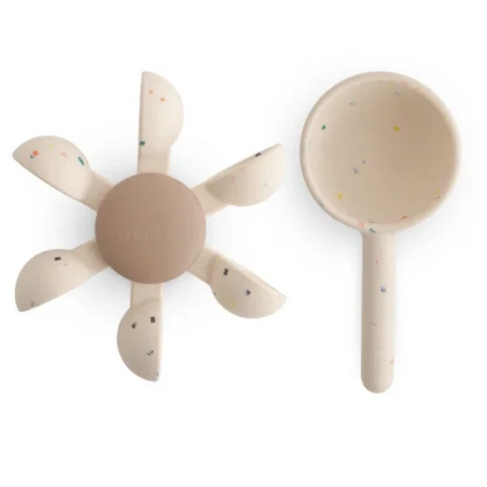 Jouet de bain roue à eau Mushie avec sa cuillère