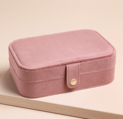Boite à bijoux rectangulaire velours - rose