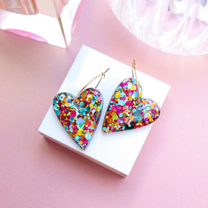 Boucles d'oreilles coeur Mimi - Multi vert