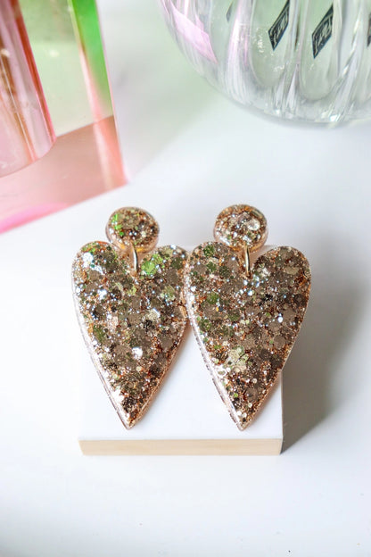 Boucles d'oreilles coeur Claire - Champagne
