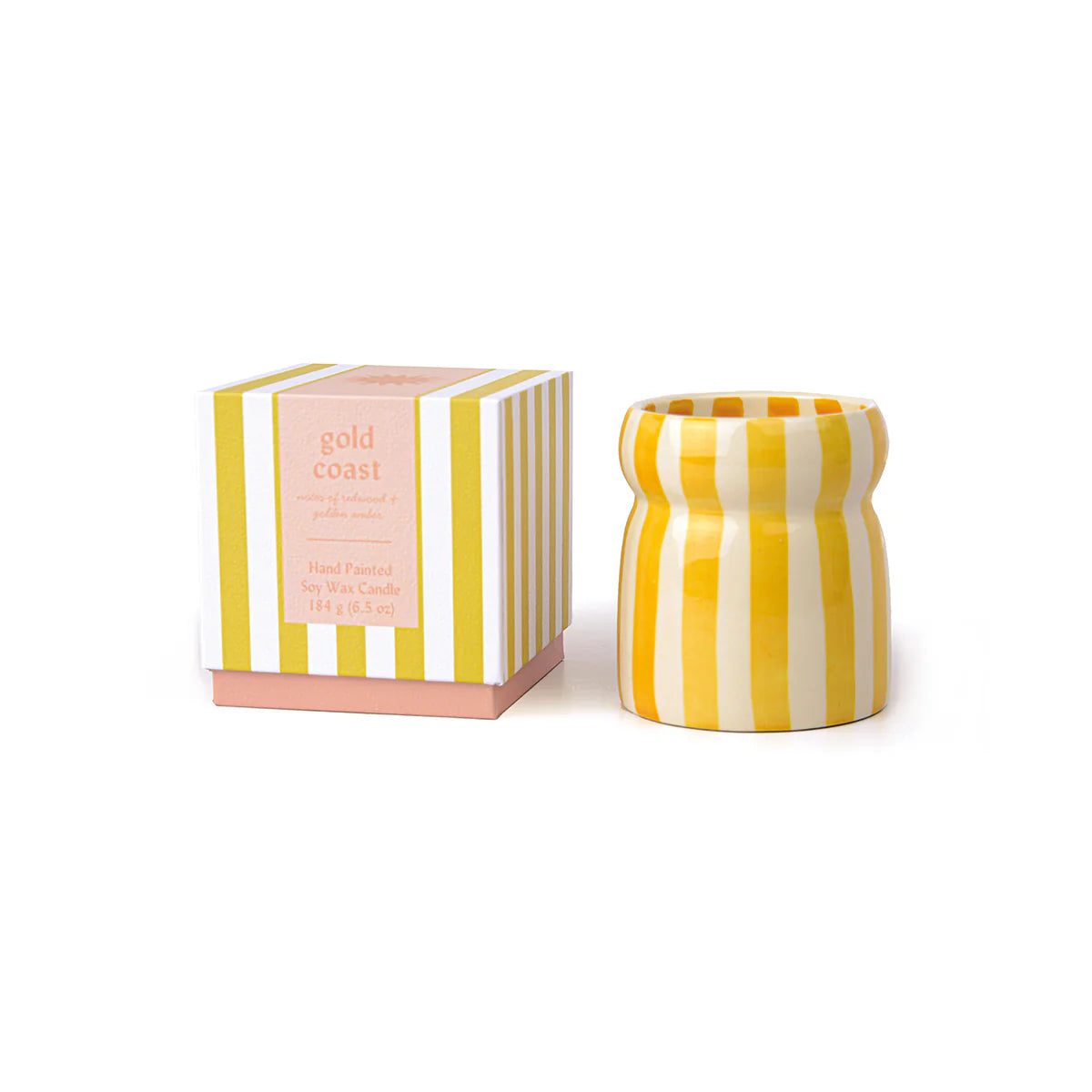 bougie rayée Gold Coast jaune paddy wax