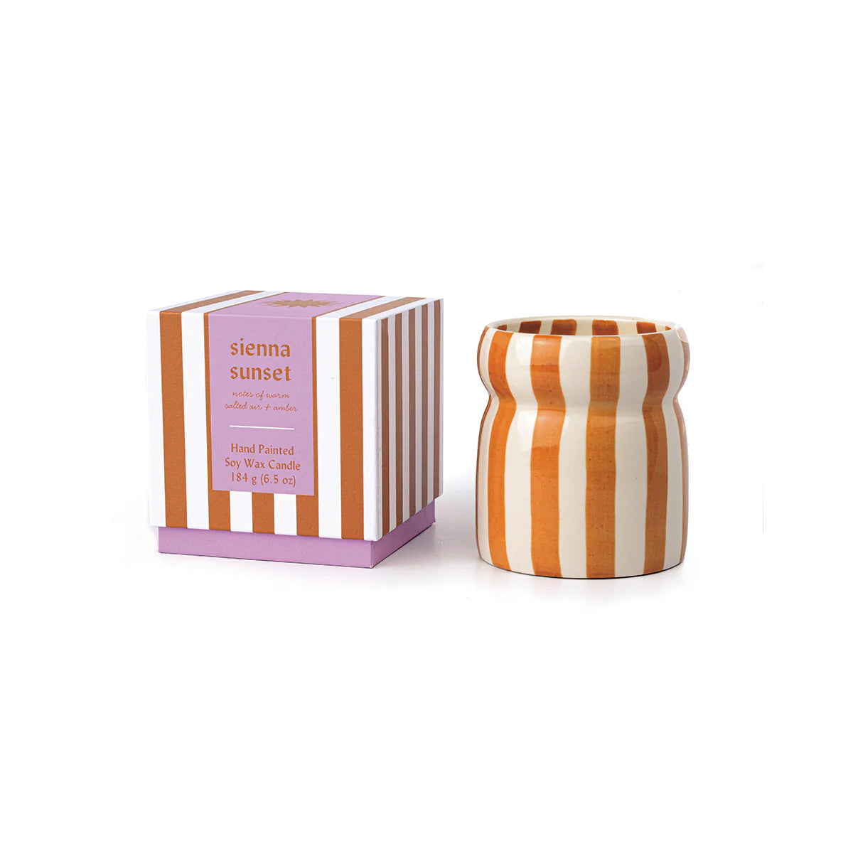 bougie rayée marron Sienna sunset paddy wax