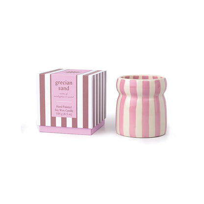 bougie rayée rose et blanc paddy wax