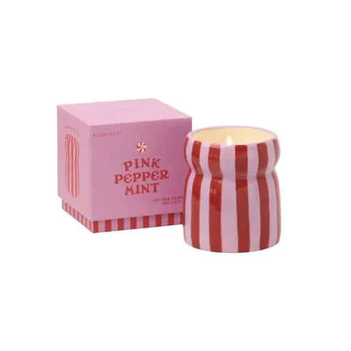 bougie rayée rose et rouge pink peppermint gentlemen's hardware