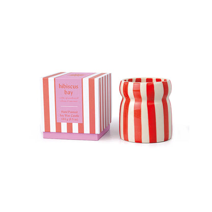 bougie rayée rouge hibiscus bay paddy wax