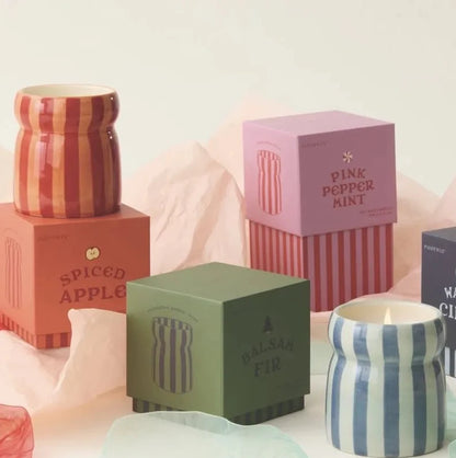 bougie rayée verte balsam fir gentlemen's fir