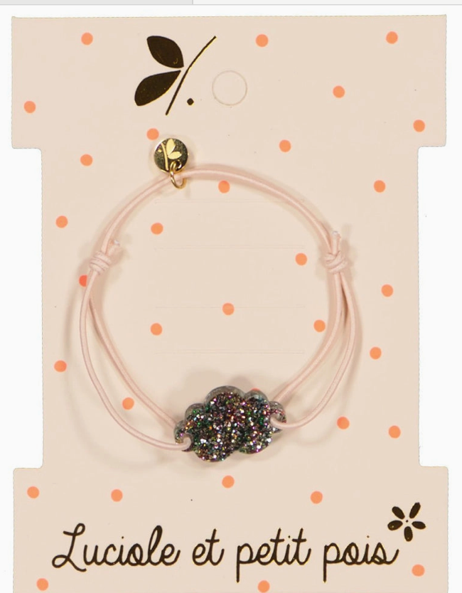 Bracelet enfant - Nuage multi et fil rose