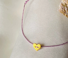 Bracelet fil lurex - Rose et coeur doré