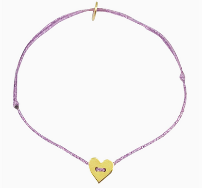 Bracelet fil lurex - Rose et coeur doré