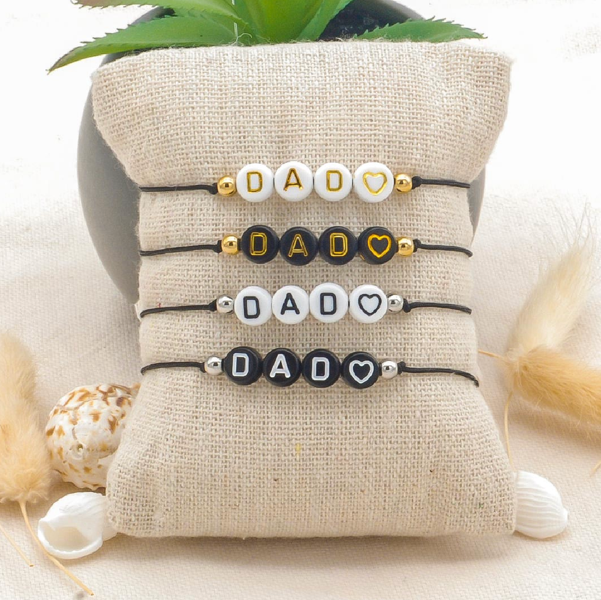 Bracelet DAD ♥ - Noir écriture blanche