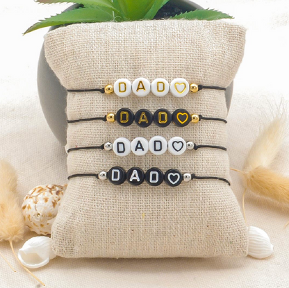 Bracelet DAD ♥ - Noir écriture blanche