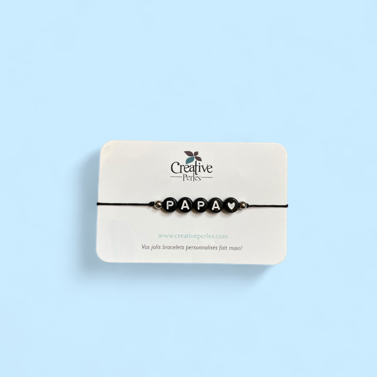 Bracelet PAPA ♥ - Noir écriture blanche