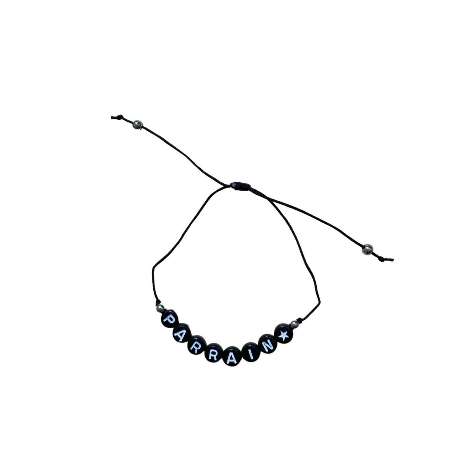 Bracelet PARRAIN - Noir écriture blanche