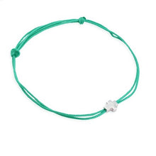 Bracelet - Croix argent & fil vert menthe