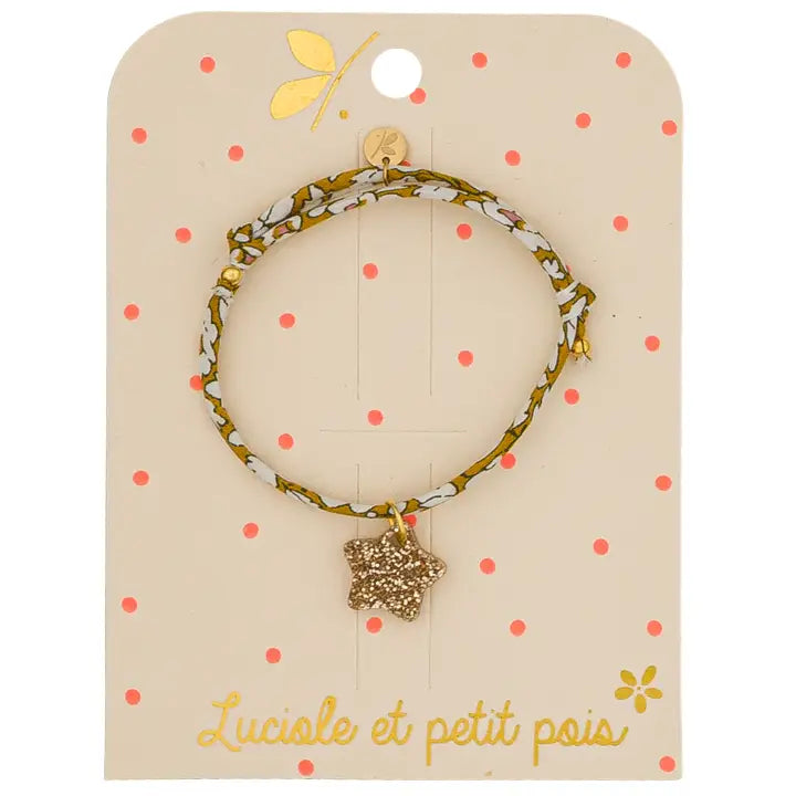 bracelet étoile dorée liberty ocre luciole et petit pois