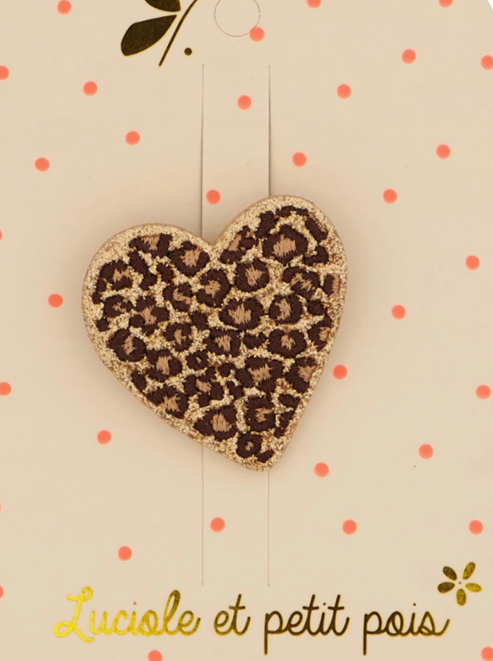 Broche coeur - Paillettes léopard