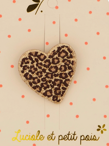 Broche coeur - Paillettes léopard