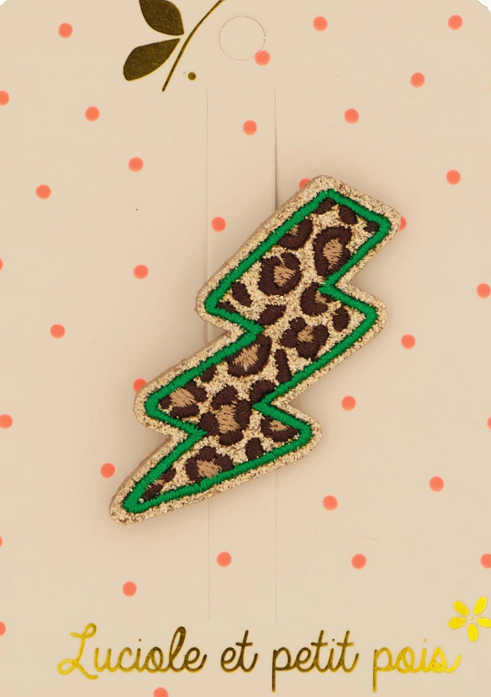 Broche éclair - Paillettes léo et vert