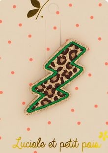Broche éclair - Paillettes léo et vert