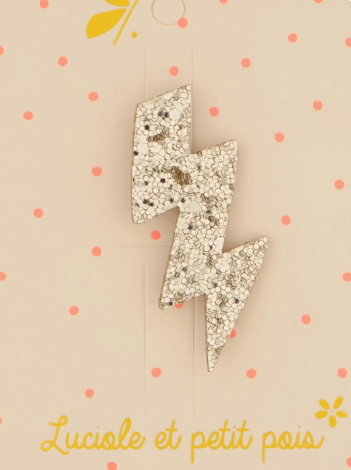 Broche éclair - Paillettes or