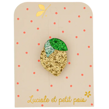broche citron pailleté luciole et petit pois