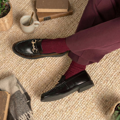 Chaussettes côtelées 36/40 - Bordeaux