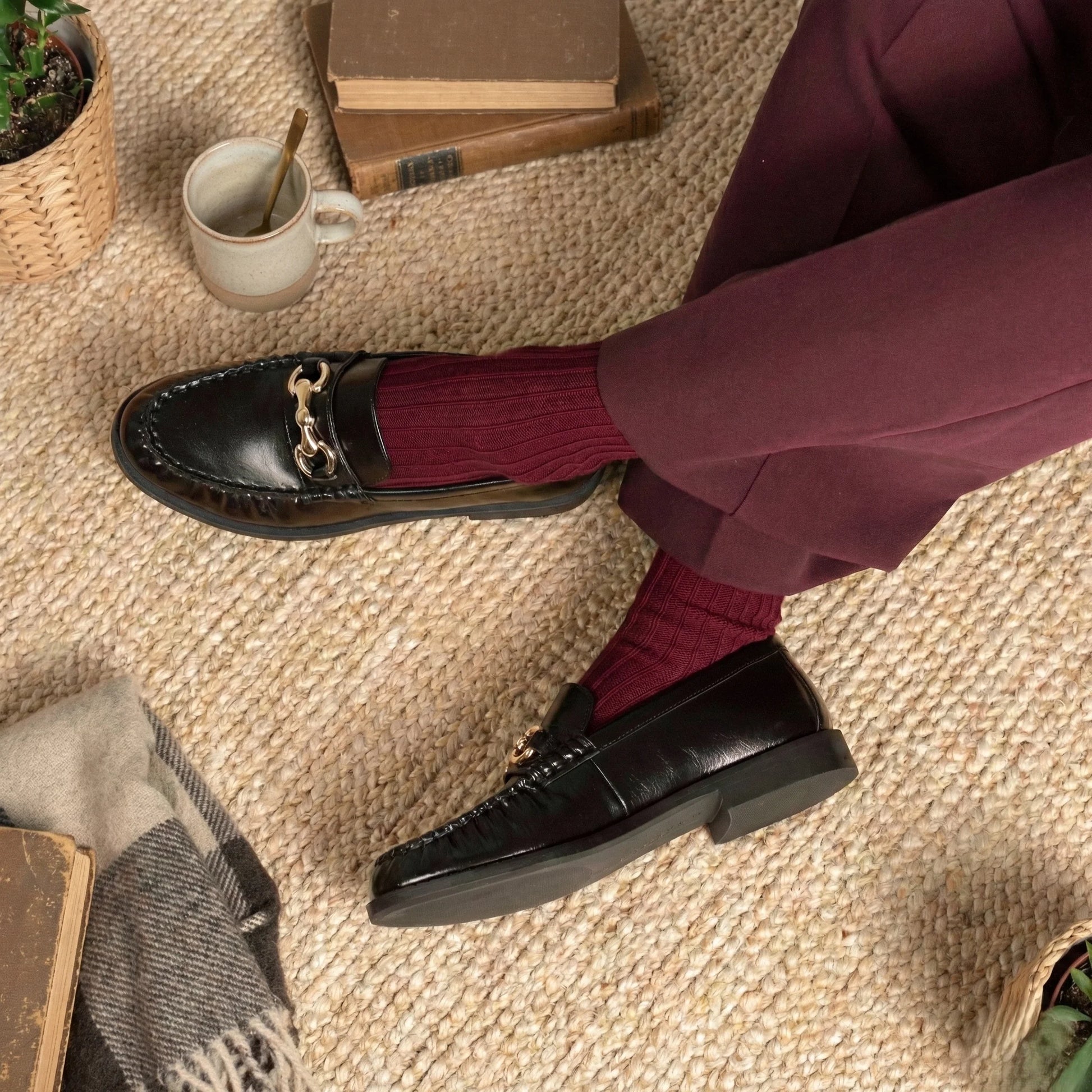 Chaussettes côtelées 41/46 - Bordeaux