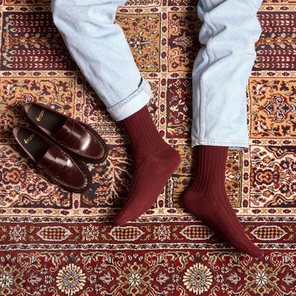 Chaussettes côtelées 41/46 - Bordeaux