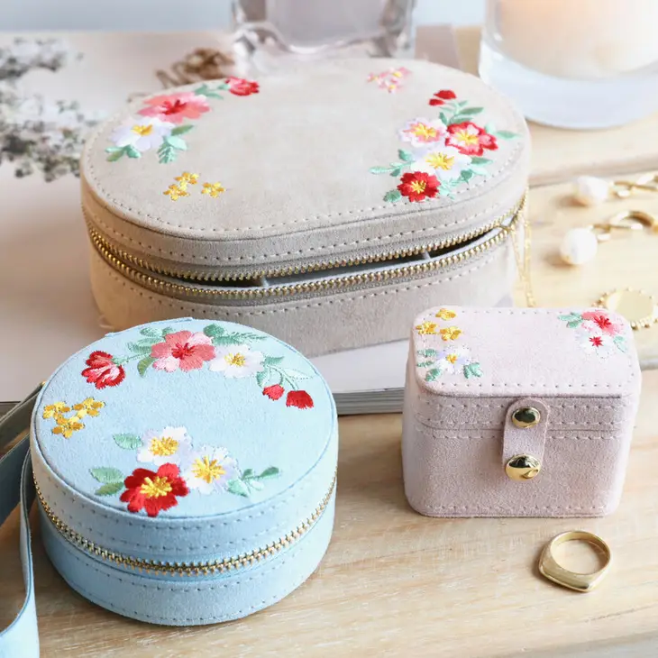 Boite à bijoux velours - fleurs