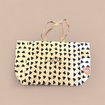 Cabas Beige Coeurs - Family Bag