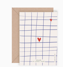 Carte - Bonjour coeurs rouge