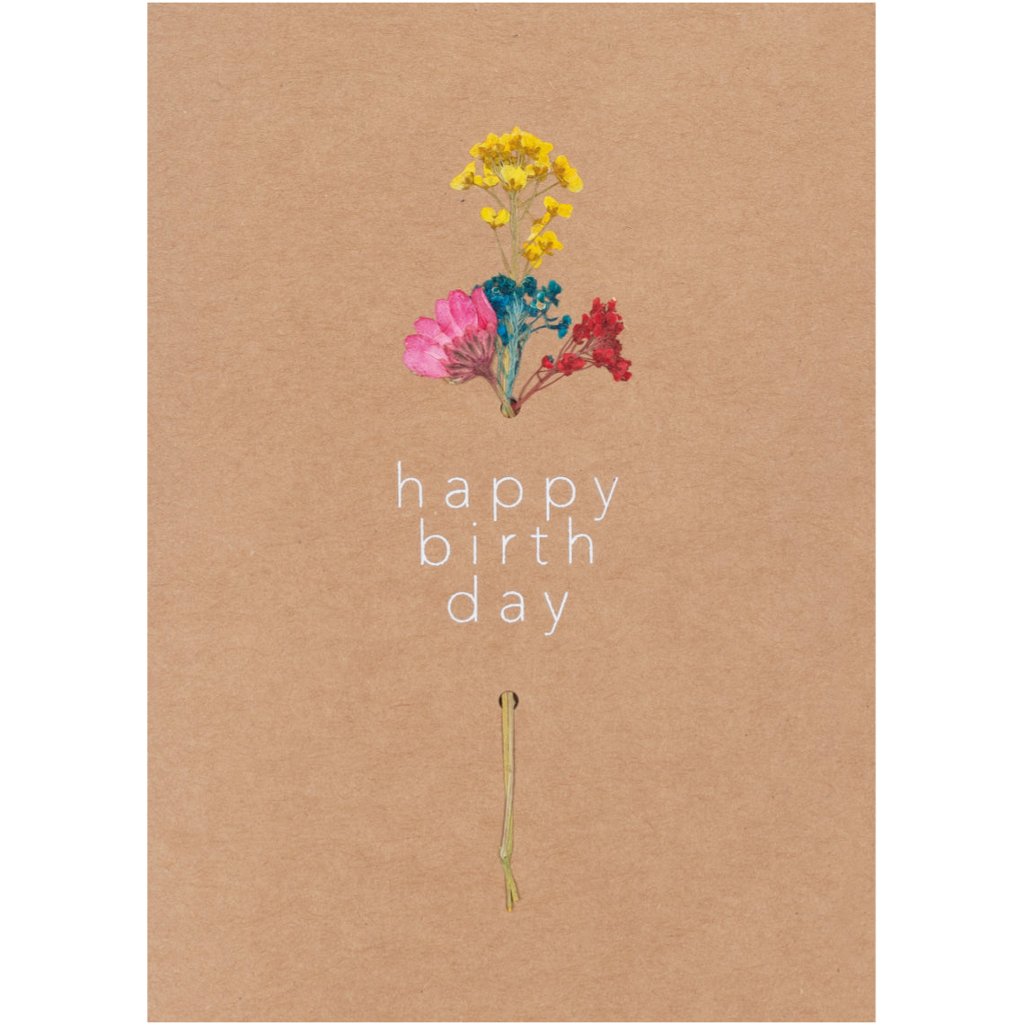 Carte fleurs séchées multi - Happy birthday