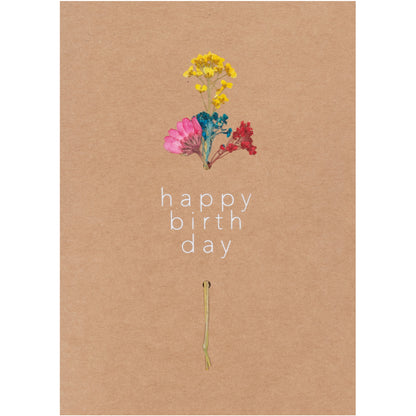 Carte fleurs séchées multi - Happy birthday