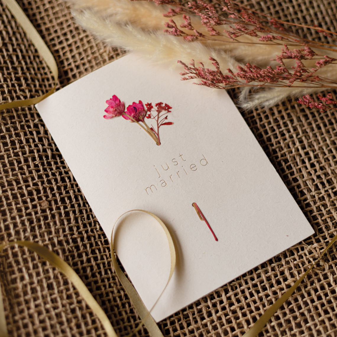 Carte - Just married fleurs séchées