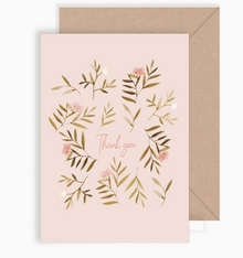 Carte - Thank you fleurs roses
