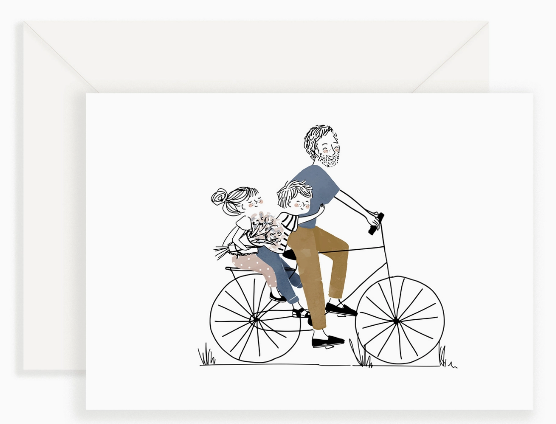 Carte - Vélo papa, fille et garçon
