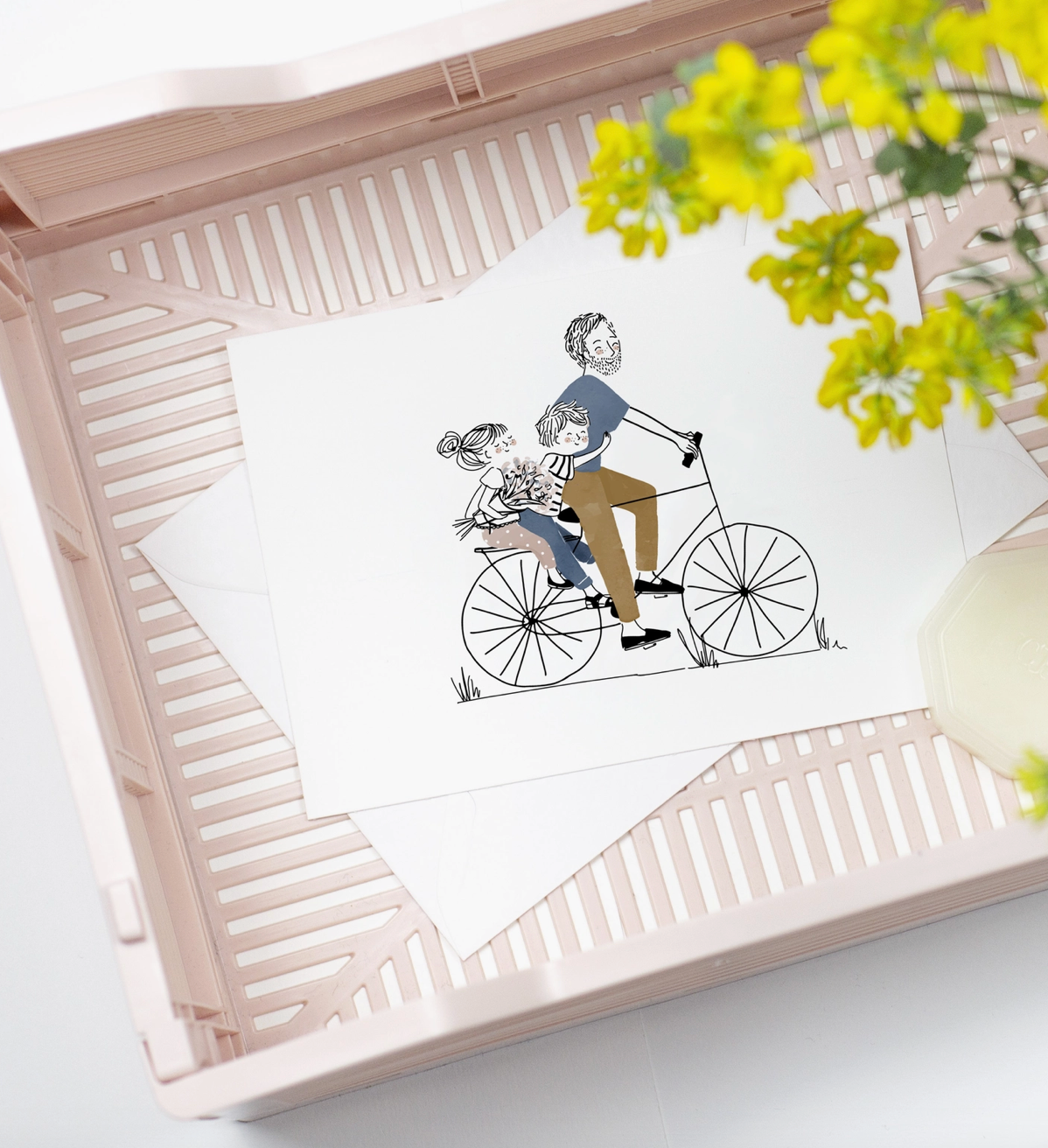 Carte - Vélo papa, fille et garçon