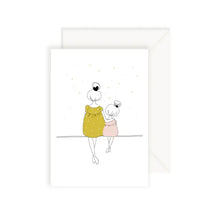 carte câlin mère et fille en été