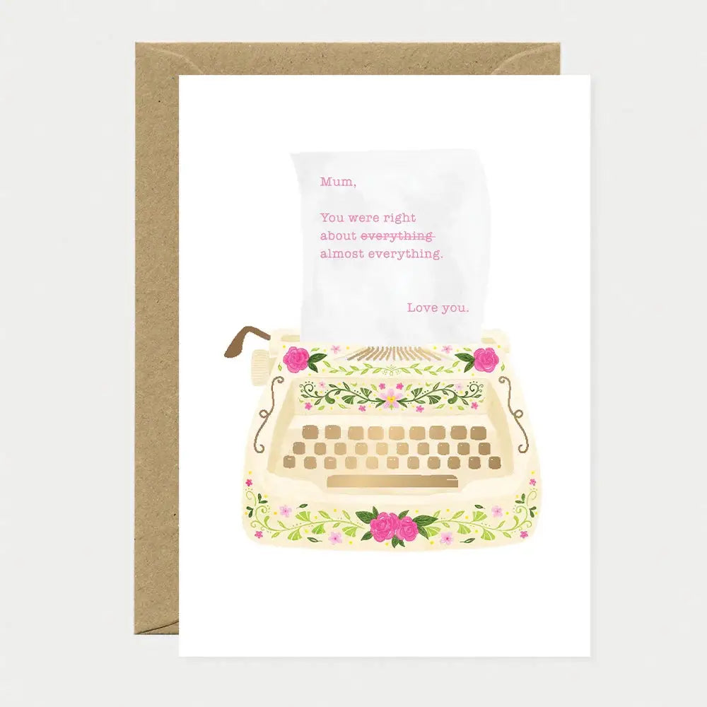 carte lettre mum machine à écrire ATWTS