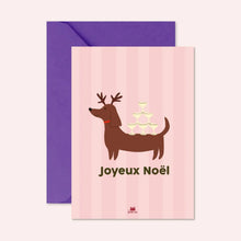 carte rayée joyeux noel teckel ma petite vie