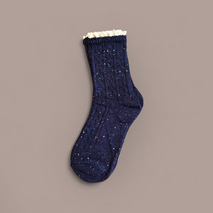 Chaussettes hautes - Macramé chinées bleues