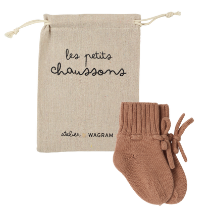 Chaussons rouille & pochon - 0 à 6 mois