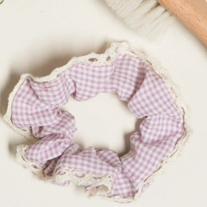 chouchou macramé vichy lilas