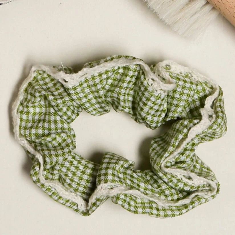 chouchou macramé vichy vert