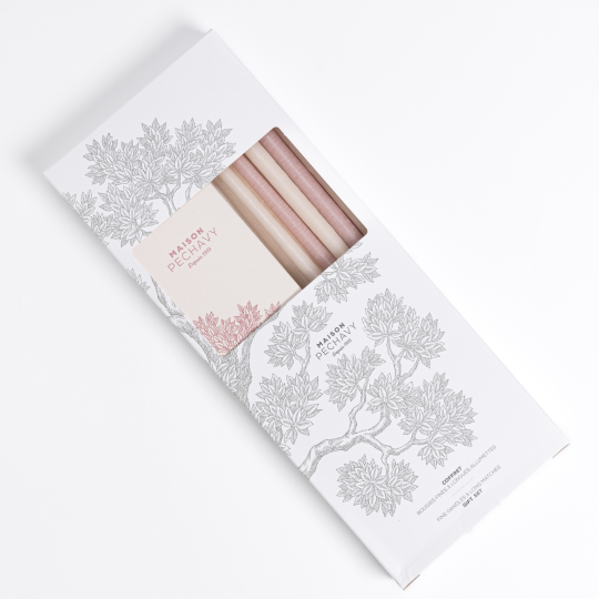 Coffret 10 bougies et allumettes - Bois de rose