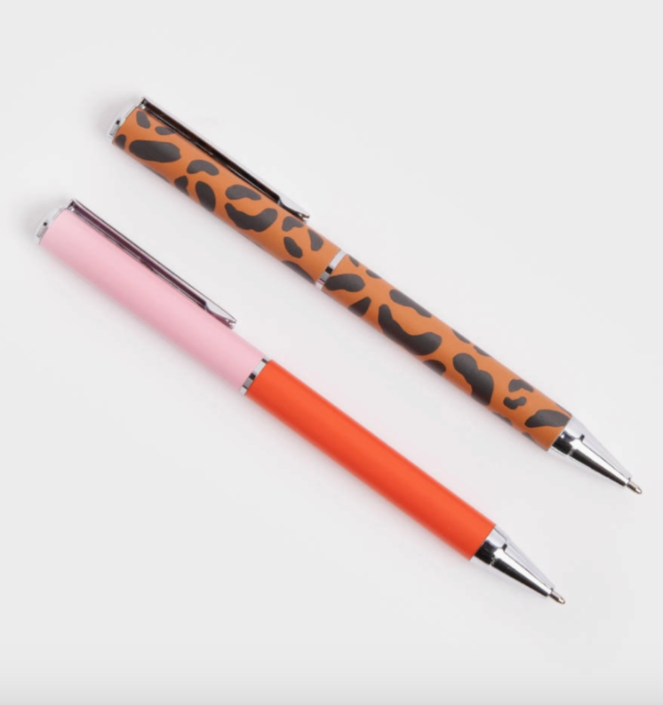 Coffret de 2 stylos - Léopard et rouge / rose